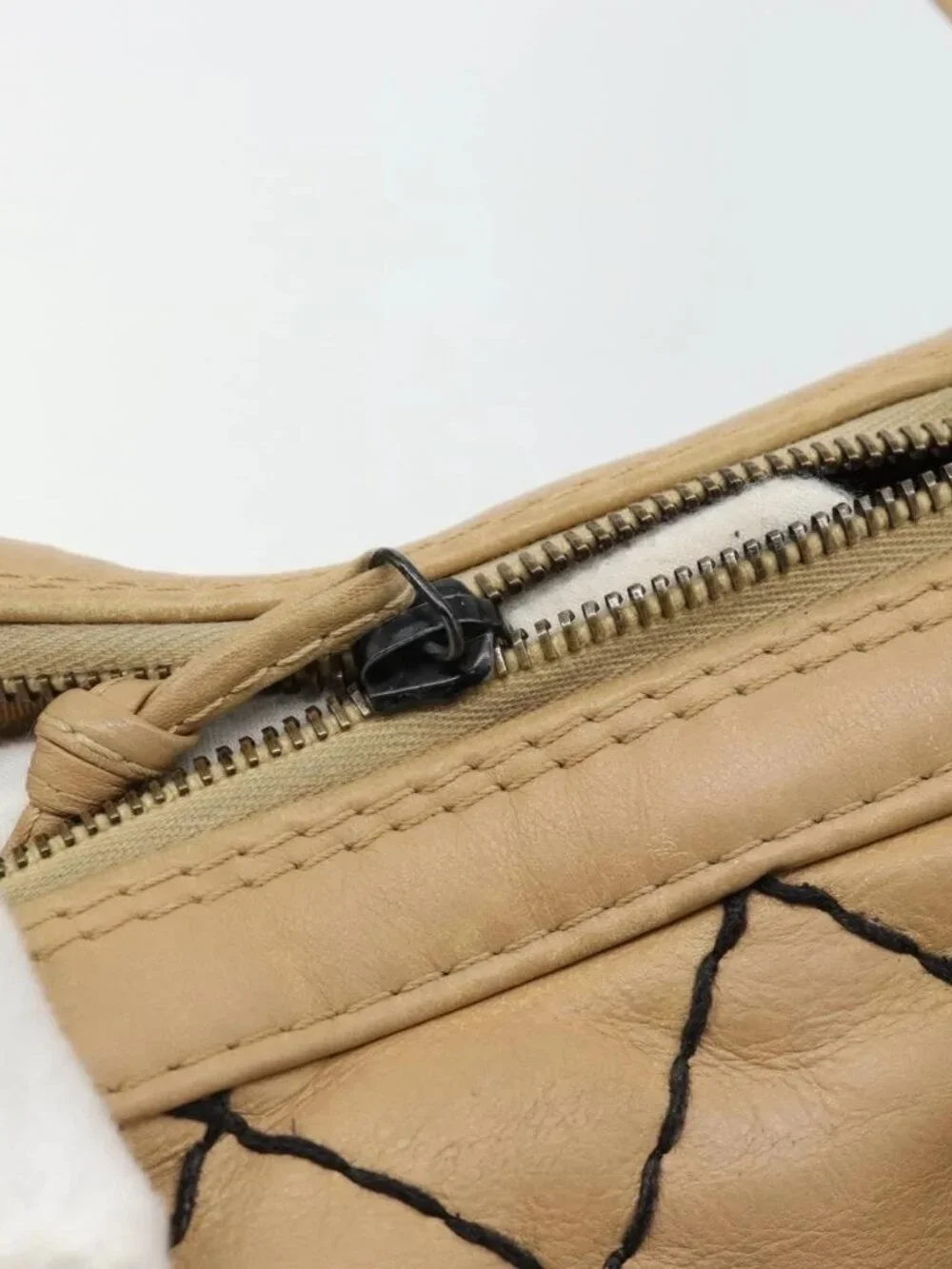 CHANEL Wild Stitch Tote Bag Leather Beige CC Auth 180632